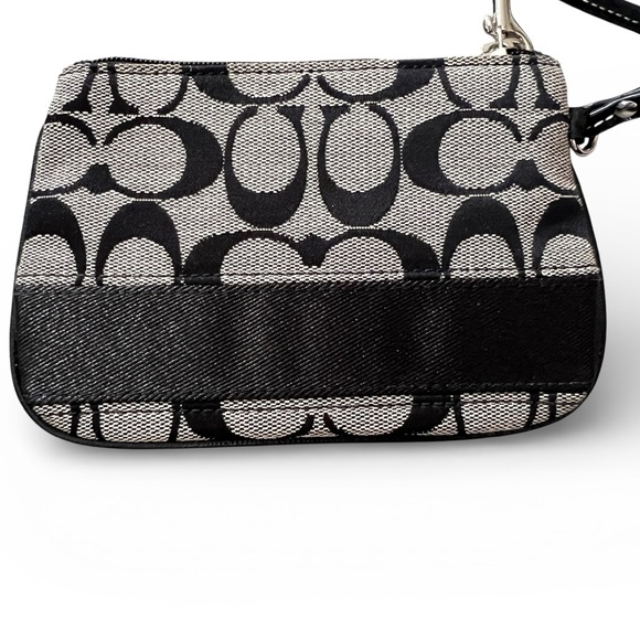 Coach Handbags - Coach Signature Stripe Wristlet in Black and Gray
